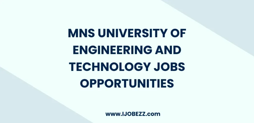 MNS University of Engineering and Technology Jobs Opportunities